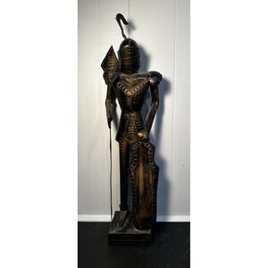 Vintage Mid-Century Hammered Metal Knight Standing Armor Statue Mexico Made 26"